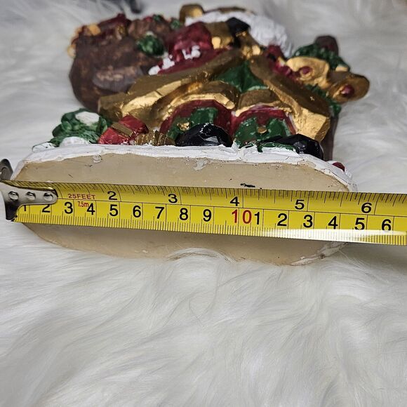 Christmas Resin carved Santa Claus Is Coming To Town RARE Vintage 1998 Art Mark - Picture 7 of 8